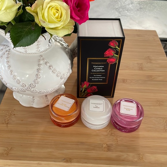 Huntington Home Macaron Candle Soy blend Tea Garden Salted Almond Raspberry Rose - Picture 2 of 13